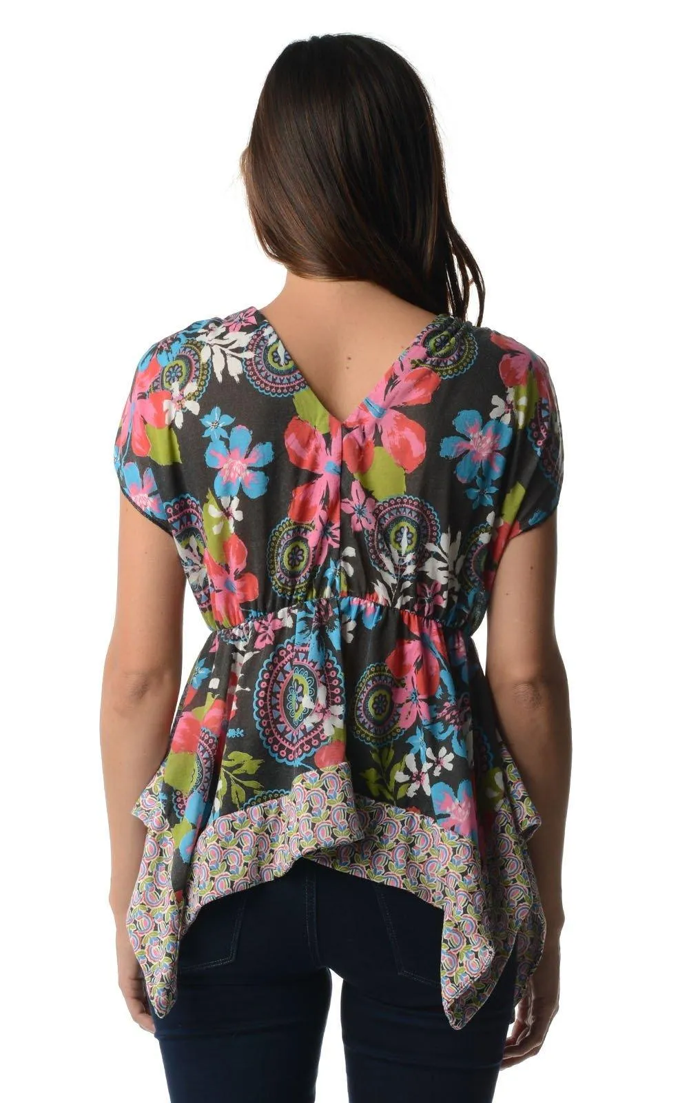 Women's Floral Printed Flutter Top