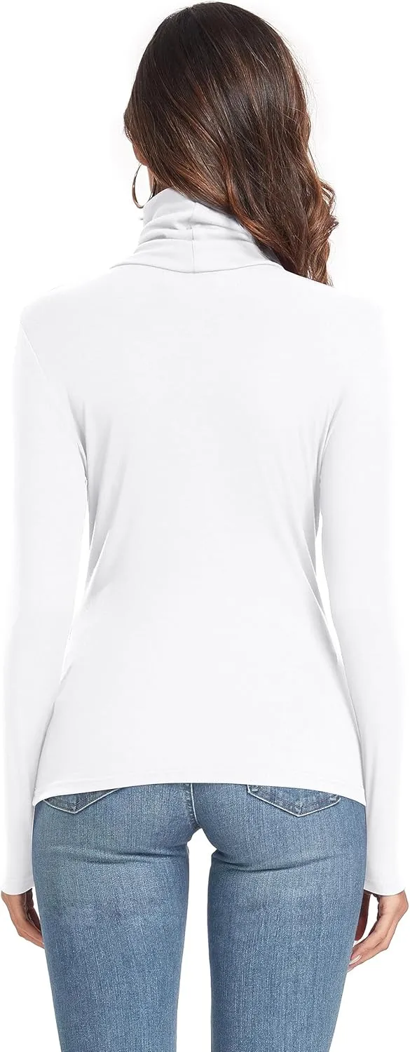 Women's Long Sleeve Casual Lightweight Turtleneck Top Slim Fit Thermal Active Layer Shirts