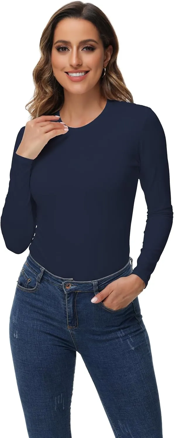 Womens Thermal Tops Long Sleeve Crew Neck Shirts Women's Ultra Warm Underwear for Cold Weather