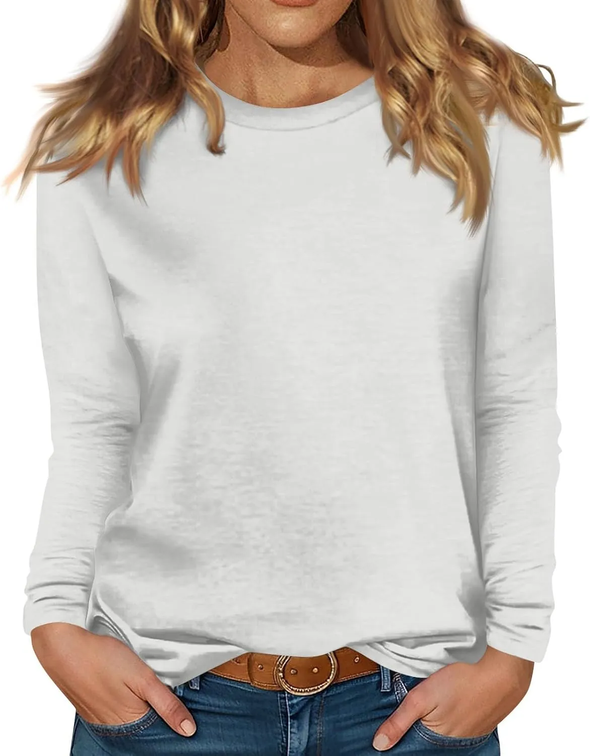 Womens Thermal Tops Long Sleeve Crewneck Basic Winter Shirts Fleece Lined Warm Cold Weather Dressy Blouses