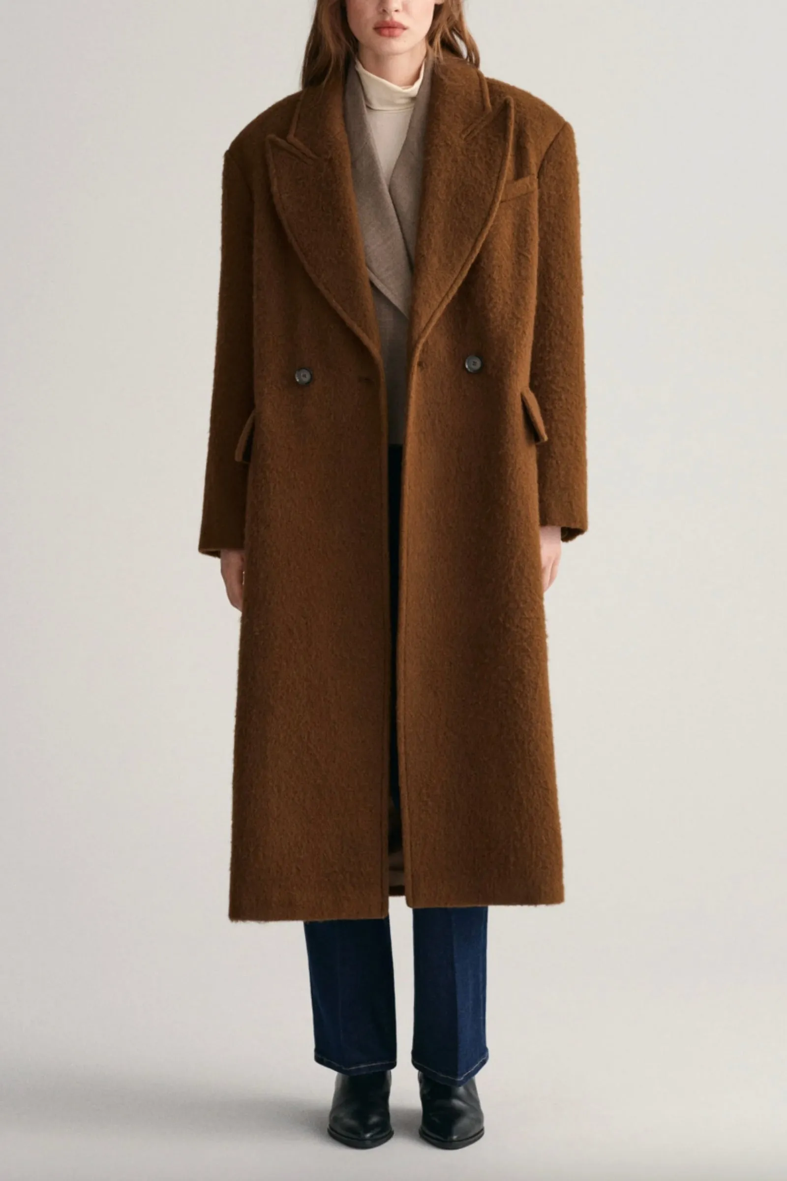 Wool Blend Chocolate Brown Overcoat